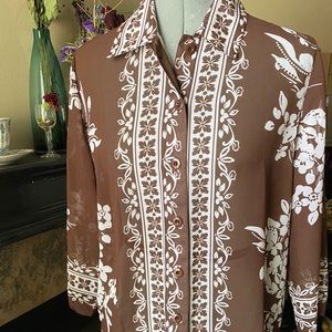 Sheer Brown Button Up Blouse